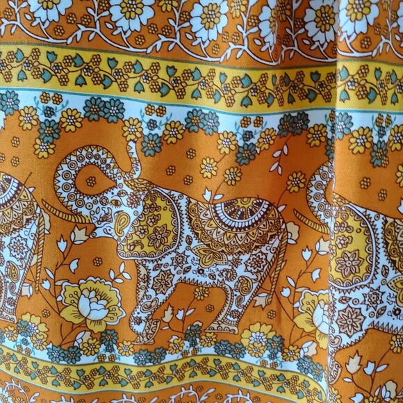 Cottage Core Peasant Boho Tunic Top Blouse Womens L Elephant Flowers Autumn Fall - Picture 5 of 16